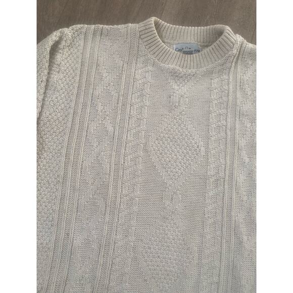 Vintage Croft and Barrow Fisherman Core Cream Chunky Knit Sweater Size Large - Picture 3 of 4